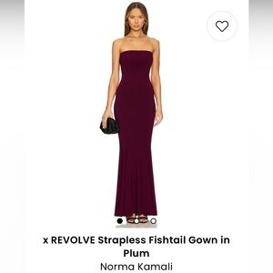 Norma Kamali x REVOLVE Strapless Fishtail Gown in Plum Sz Large